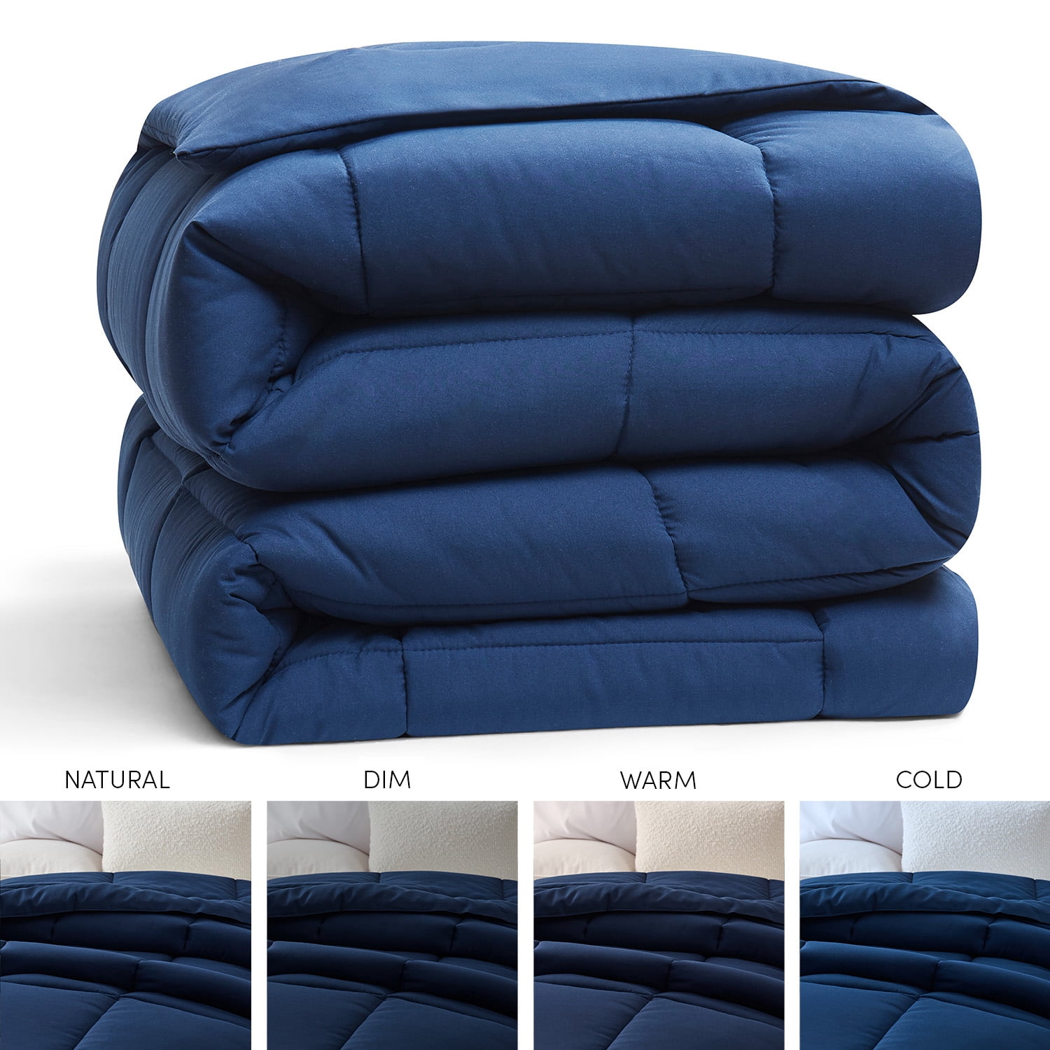 Nestl Queen Comforter, Quilted Down Alternative Bedding Duvet Insert, Navy