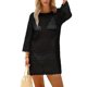 thumbnail image 2 of Traje de baño con capucha SAMPEEL vestido negro de ganchillo para mujer, 2 of 6