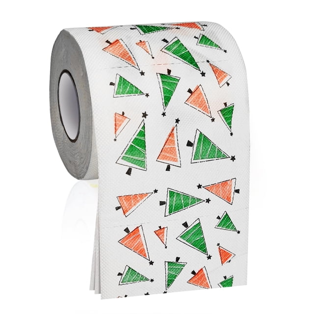 Decoraciones navideñas de papel higiénico, regalos de papel higiénico con patrón de árbol de Navidad de colores, regalos navideños, servilletas de tejido divertidas