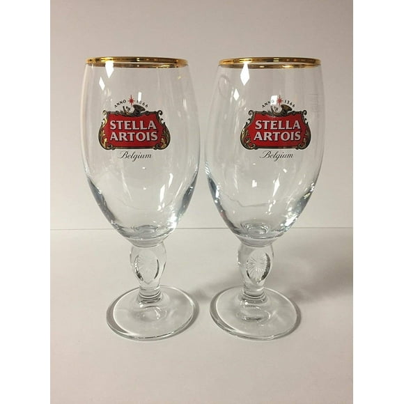 Stella Artois Chalice Glass - Belgium Script - 33cl - 2 Pack
