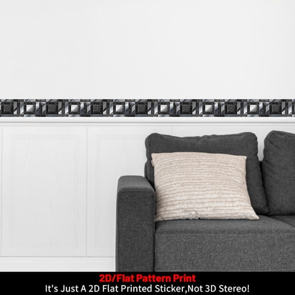 1 piece, self-adhesive PVC wall wallpaper frame, wall edge decorative stickers -2D flat art and fashion pattern design, 196.85×3.94 inches (500×10 cm), furniture decorative stickers, tear and stick i
