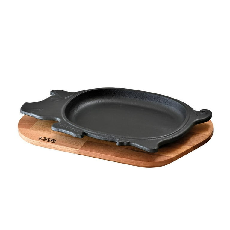 LAVA CAST IRON Lava Enameled Cast Iron Skillet 10 inch-3-Compartment Frying  Grill Pan Self Handled Rectangle