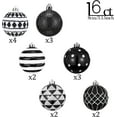 thumbnail image 5 of Valery Madelyn 16ct 3.15 inches Christmas Ornmaents Set, Black and White Shatterproof Hanging Ornaments Christmas Decoration for Xmas Party Tree Decoration, 5 of 12