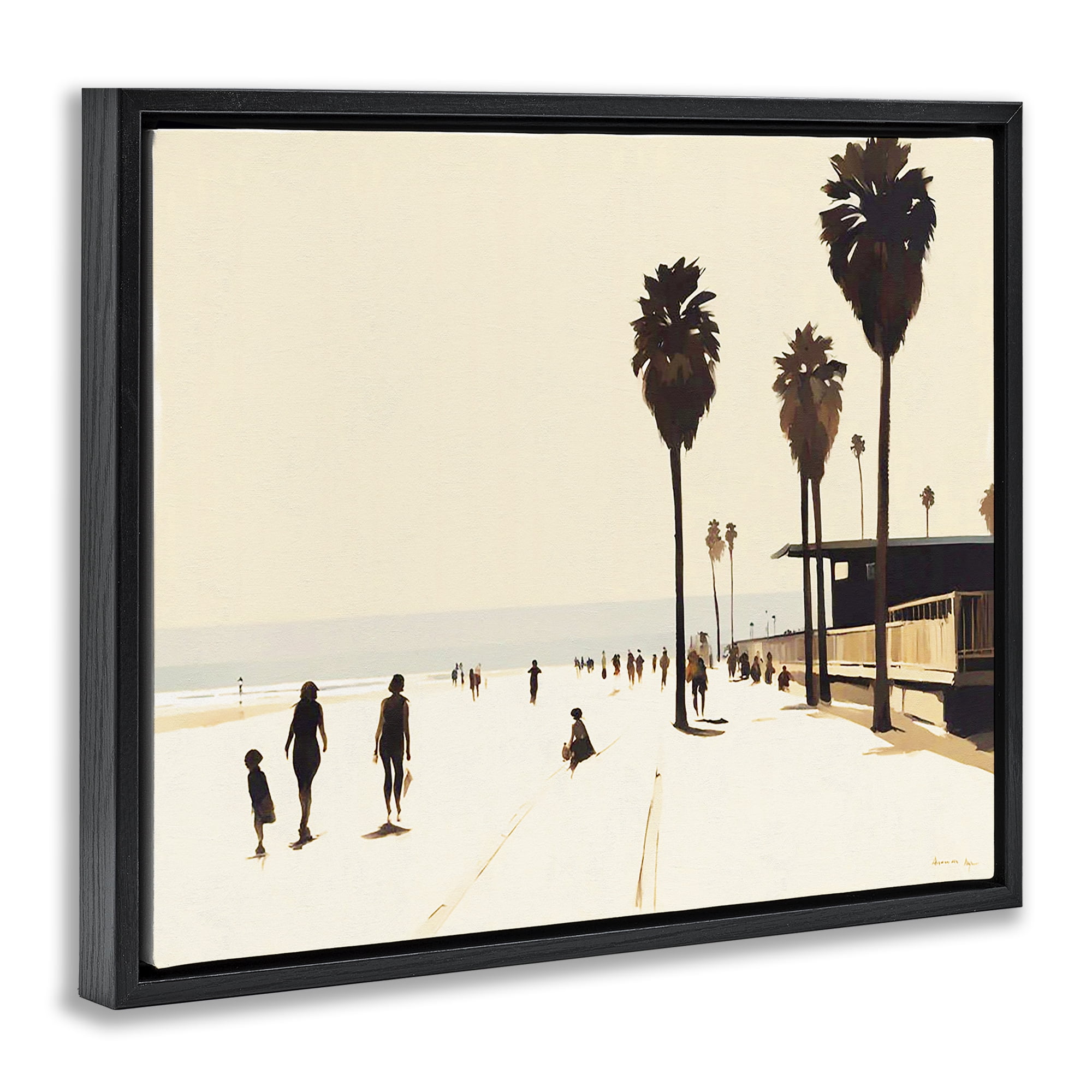 Stupell Industries Towards The Sea Scene Landscape & Nature Painting Black Floater Framed Canvas Art Print Wall Art, 21 x 17