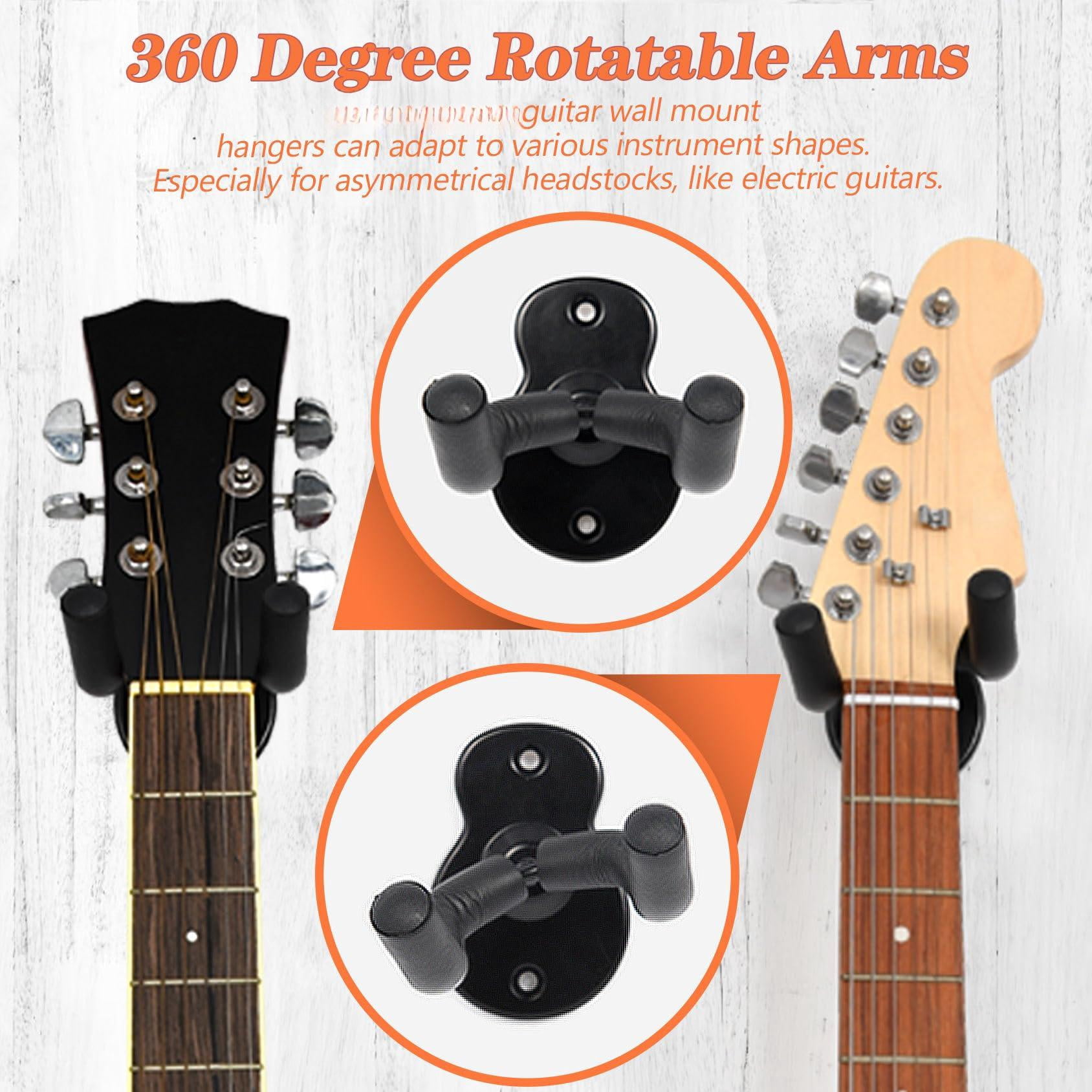 Guitar Wall Mount 5 Pack Hangers For Acoustic Electric Bass And More