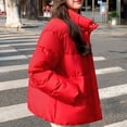 thumbnail image 4 of Tdoqot Womens Puffer Jacket Long Sleeve with Hood Casual Zip up Winter Coats Red, 4 of 8