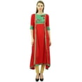 thumbnail image 4 of Bimba Women's Solid A-Line Rayon Kurti Kurta Asymmetrical Hem Designer Lace Tunic, 4 of 9