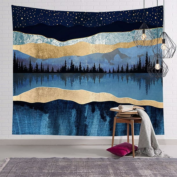 Mountain Forest Tree Sunset Psychedelic Wall Tapestry Wall Hanging