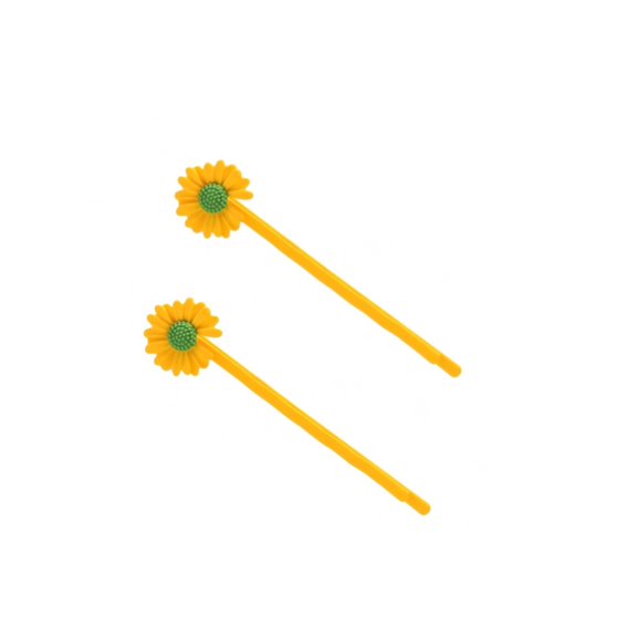 Set Of 2 Yellow Daisy Hair Pins