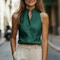 thumbnail image 6 of Womens Dressy Business Casual Blouse Mock V Neck Sleeveless Shirts Tunic Work Shirt Summer Solid Color Tank Tops, 2026 New Limited Time Offer, Under 10 Dollars, 6 of 6