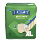 FitRight OptiFit Briefs, Ultra Absorbency, Disposable Adult Briefs with Tabs, X-Large 56"-64", 4 bags of 20 (80 Count)