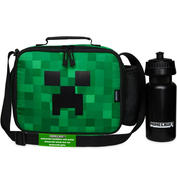 Lonchera aislante Minecraft con botella y aperitivos para niños