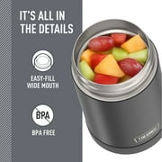Thermos 16oz Vacuum Insulated Food Jar with Full Size Spoon, Black, Ideal Use for Workday Meals and Travel, Made for Portable Food Storage