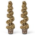 Plastic Tree Form 4 Ft Artificial Topiary Spiral Tree Set of 2, Gold Pe Pewter-Look ...