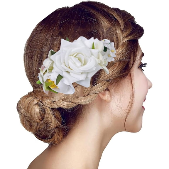 CHENge Hawaiian Flower Hair Clips for Women, Hibiscus Hair Accessories for Wedding Bridal Beach Party