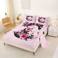 thumbnail image 2 of Erosebridal Initial C Queen Sheet Sets for Kids, Pink Groovy Flower Bed Set, 4-Piece, 2 of 5