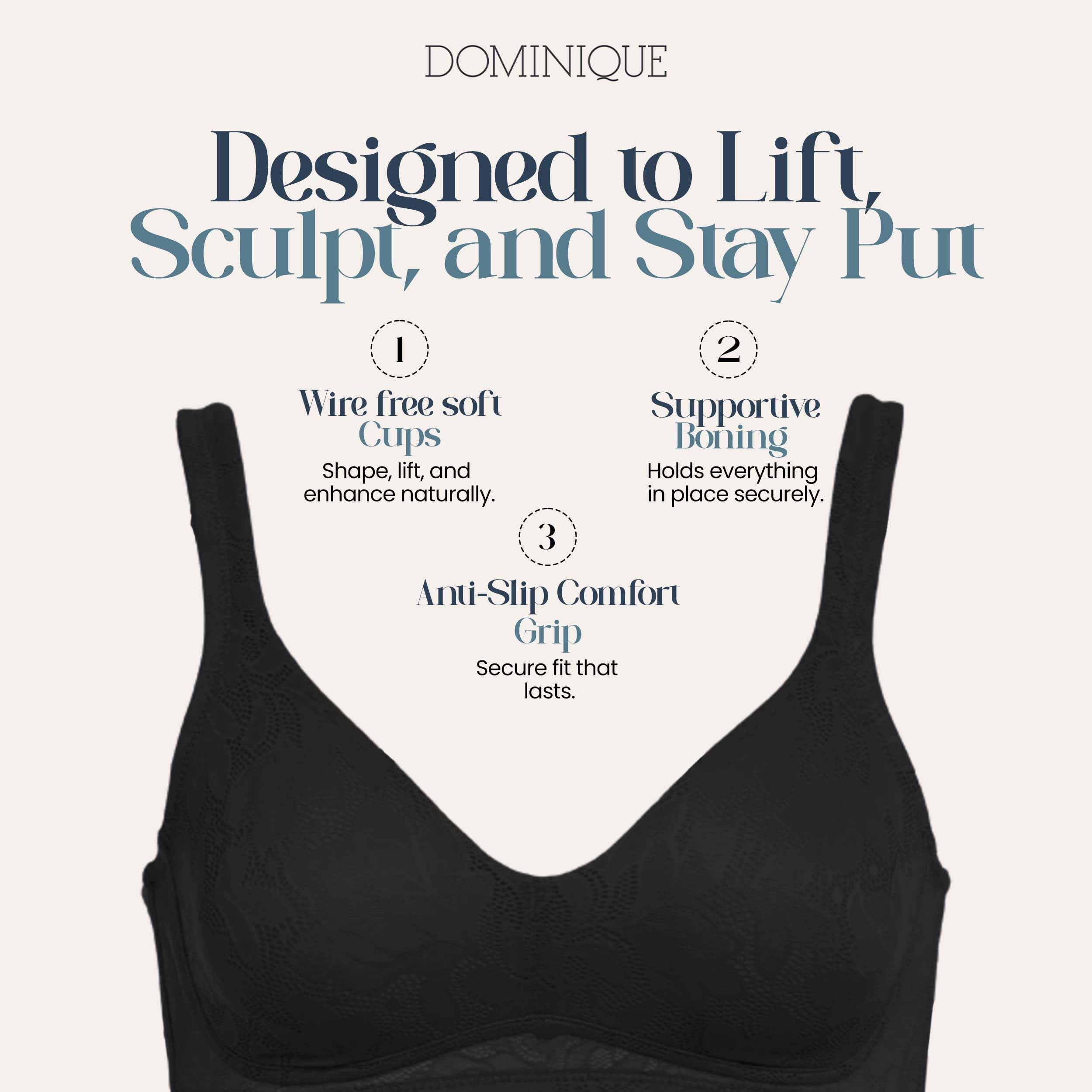 Dominique Women’s Jolie Wire-Free Jacquard Soft Cup Minimizer Bra #6018 – Seamless Full Figure Bra – Lingerie for Women
