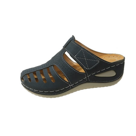 

Fall and Winter Savings Clearance 2024! Antqov Womens Sandals Dressy Wedge Sandals for Women Women s New Summer Large Hollowed-out One Line Wedge Comfortable Casual Beach Sandals Blue 6