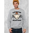 thumbnail image 2 of I Ghost People All Year Funny Halloween Skater Crewneck Sweatshirt, XL, H. Grey, 2 of 6