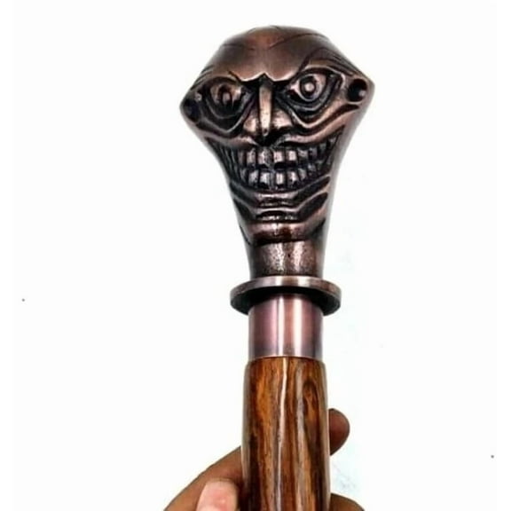 Wooden Joker Head Handle Walking Cane