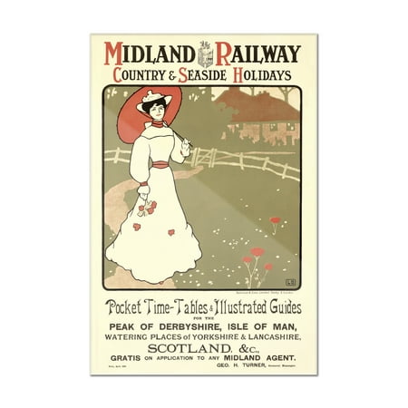 Lewis Gallery - Midland Railway Vintage Poster (artist: Lewis Baumer) United Kingdom c. 1899 (8x12 Acrylic Wall Art Gallery Quality)