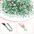 thumbnail image 2 of 1-Set Strass de Resina con Respaldo Plano, Cristales de 3mm en Bulto para Manualidades/Ropa/Decoración de Uñas, Paquete de 50000 con 1 Bolígrafo de Cera y 1 Pinza [Verde Claro], 2 of 6