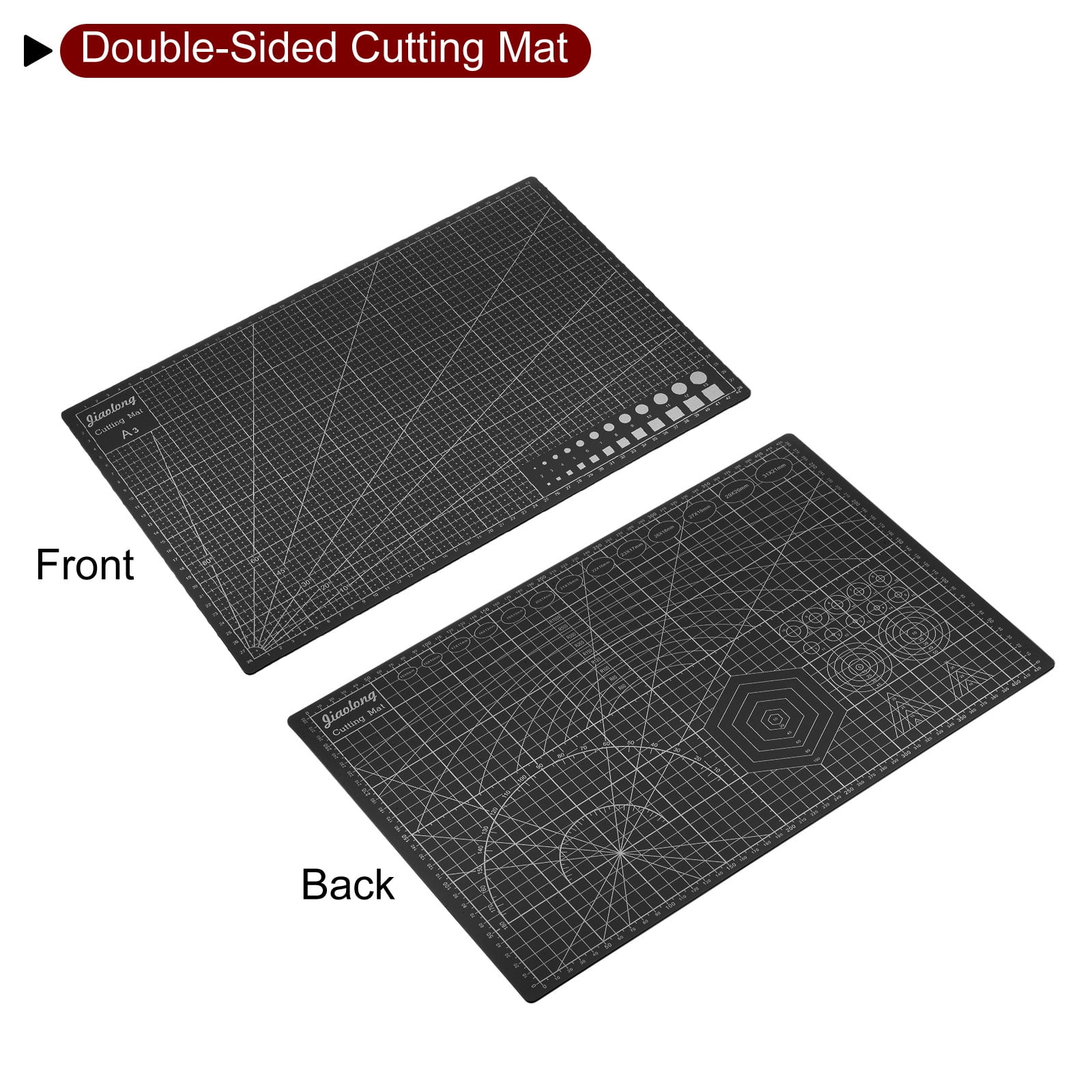 Uxcell A3 Self-Healing Cutting Mat 18"x12" Double-Sided Craft Cutting Board for DIY Art Work Cutting, Black