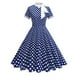 thumbnail image 1 of Vestido Corto de Verano de las Mujeres de Malla de Manga Corta Bordado Vestido de Pastel Retro, Vestido Ligero Casual para la Fiesta Y las Vacaciones, 1 of 9