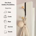 thumbnail image 3 of Over The Door Hook Rack Black Finish with 2 Natural Wooden Ball Ends, 3 of 8