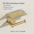 thumbnail image 6 of TVOFEK Toilet Paper Holder with Shelf Stainless Steel, Adhesive or Screw Toilet Paper Roll Holder Wall Mounted Fits Mega Rolls, Brushed Gold, 6 of 13