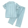 thumbnail image 3 of Toddler Boys Satin Pajamas Kids Button Down Sleepwear With Pajamas Sleepwear Outfits Silk Pjs For Girls 12-18 Months, 3 of 4