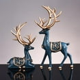thumbnail image 3 of Estatua de reno, escultura animal, figura artística coleccionable, artesanía decorativa para Opción 3-Azul, 3 of 7