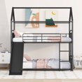thumbnail image 5 of DreamBuck Twin over Twin Bunk Bed, Heavy Duty Metal House Bunk Bed with Convertible Slide, Montessori Floor Bunk Bed for Teens Adults, Space-Saving Bunk Bed for Bedroom Dorm, No Box Spring Needed, 5 of 12