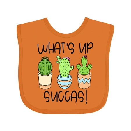 

Inktastic What s Up Succas Funny Cacti Plants Gift Baby Boy or Baby Girl Bib