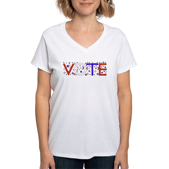 CafePress - Get Out The Vote Women's V Neck T Shirt - Womens Cotton V-Neck T-shirt