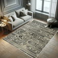 thumbnail image 5 of Ambesonne Southwestern Decorative Rug Carpet, Monochrome Geometric, 2' 5" x 5', Charcoal Grey and Ivory, 5 of 5