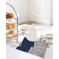 thumbnail image 4 of Navy Blue Striped Kitchen Dish Towels for Drying Dishes Set of 4, Farmhouse Stripes Modern Abstract Art Waffle Weave Microfiber Hand Tea Bathroom Towels Quick Dry & Absorbent Towel 12x12, 4 of 7
