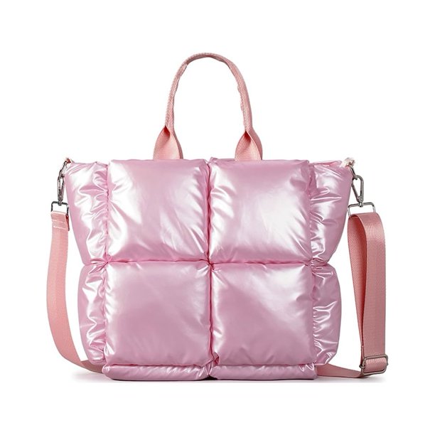 Bolso Color Sólido Bolso Mano Algodón Suave Bolso Hombro Con Correas Algodón Rosa