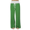 thumbnail image 6 of Green Women's Casual Pants, Women'S Comfy Casual Pajama Pants Floral Print Drawstring Palazzo Pants Wide Leg,Women's Casual Pants L, 6 of 8