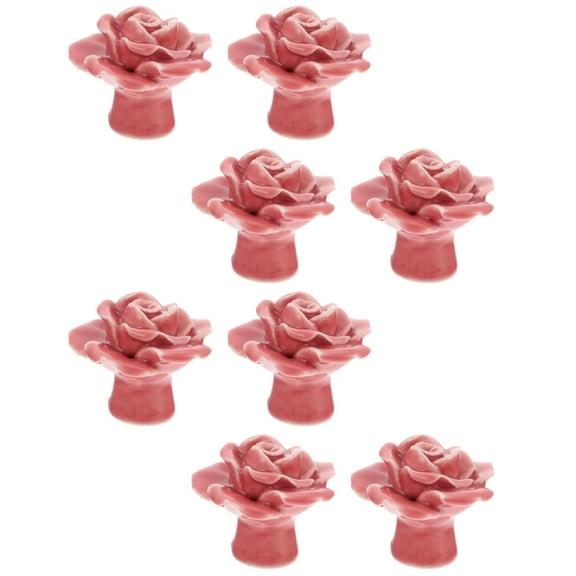 Worgeous 8 Pcs Decorative Knobs for Cabinets and Drawers Rose Antique Handles Dresser Pink