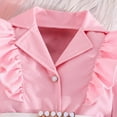thumbnail image 5 of Ulitacool Girl Outfits Elegant Autumn Winter Outfits Long Sleeve Top With Belt And Ruffled Jacket Trousers Soft Wear Pink 2 Years, 5 of 6