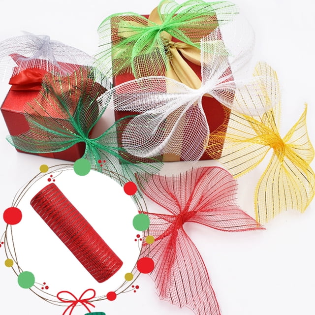 Kitchen Tools Poly Mesh Ribbon with Metallic Foil Each Roll for Wreaths Swags Bows Wrapping And Decorating