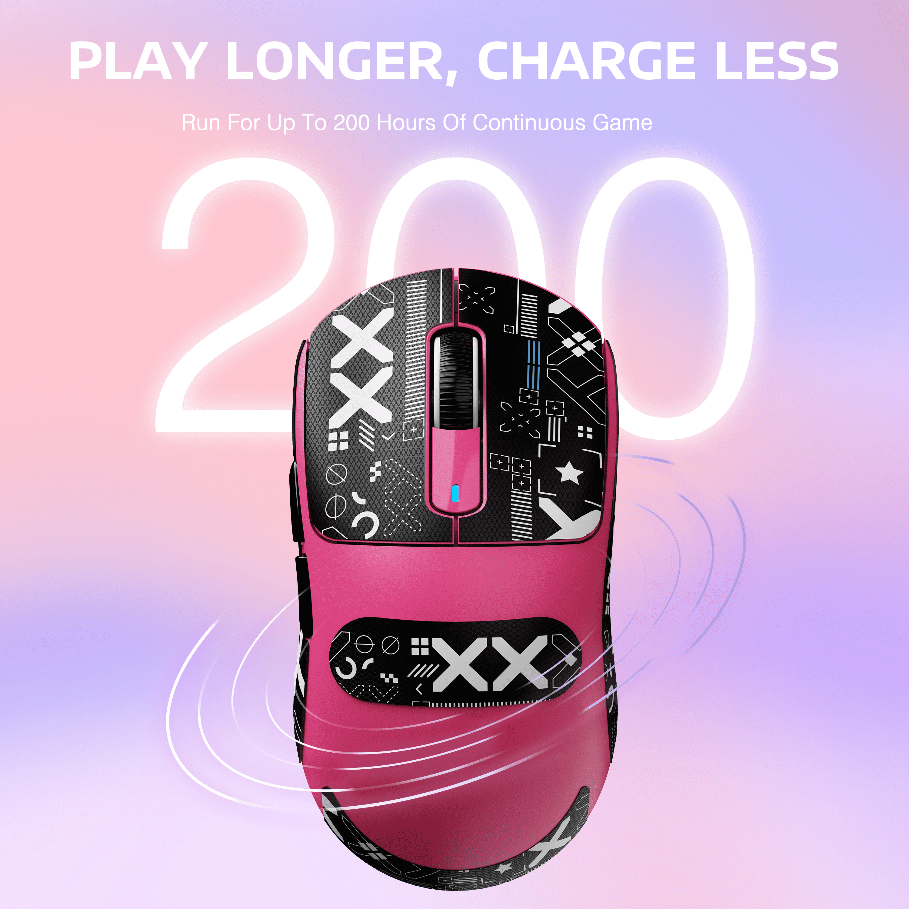 ATTACK SHARK X3 Wireless Gaming Mouse, 49g Ergonomic Design, Tri-Mode Bluetooth/2.4G/USB-C Wired, PAW3395 Optical Sensor, 26000 DPI, Programmable Buttons, for PC/Laptop/Mac, Berry with Griptape