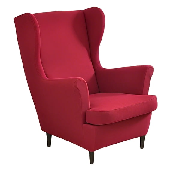 Wine Red Wingback Chair Slipcover, Stretchable Elastic Wing Back Chair Covers, Polyester Fabric, Fit 27.5-31.3 in Wide, Easy Install, All-inclusive Single Piece Wingback Chair Cover