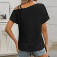 thumbnail image 6 of TYGHBN Women's Asymmetric Neck Hollow Out Textured T Shirt for Casual Wear Shirt for Juniors Short Sleeve T Shirts Women Long Sleeve T Shirt Women Set Summer Sports Women Womens Long Sleeved Tees, 6 of 7