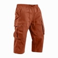thumbnail image 5 of Domuza Men's Capri Pants with Pockets Quick Dry Cargo Outdoor Hiking Work Summer Long Shorts Below Knee Watermelon Red S, 5 of 6
