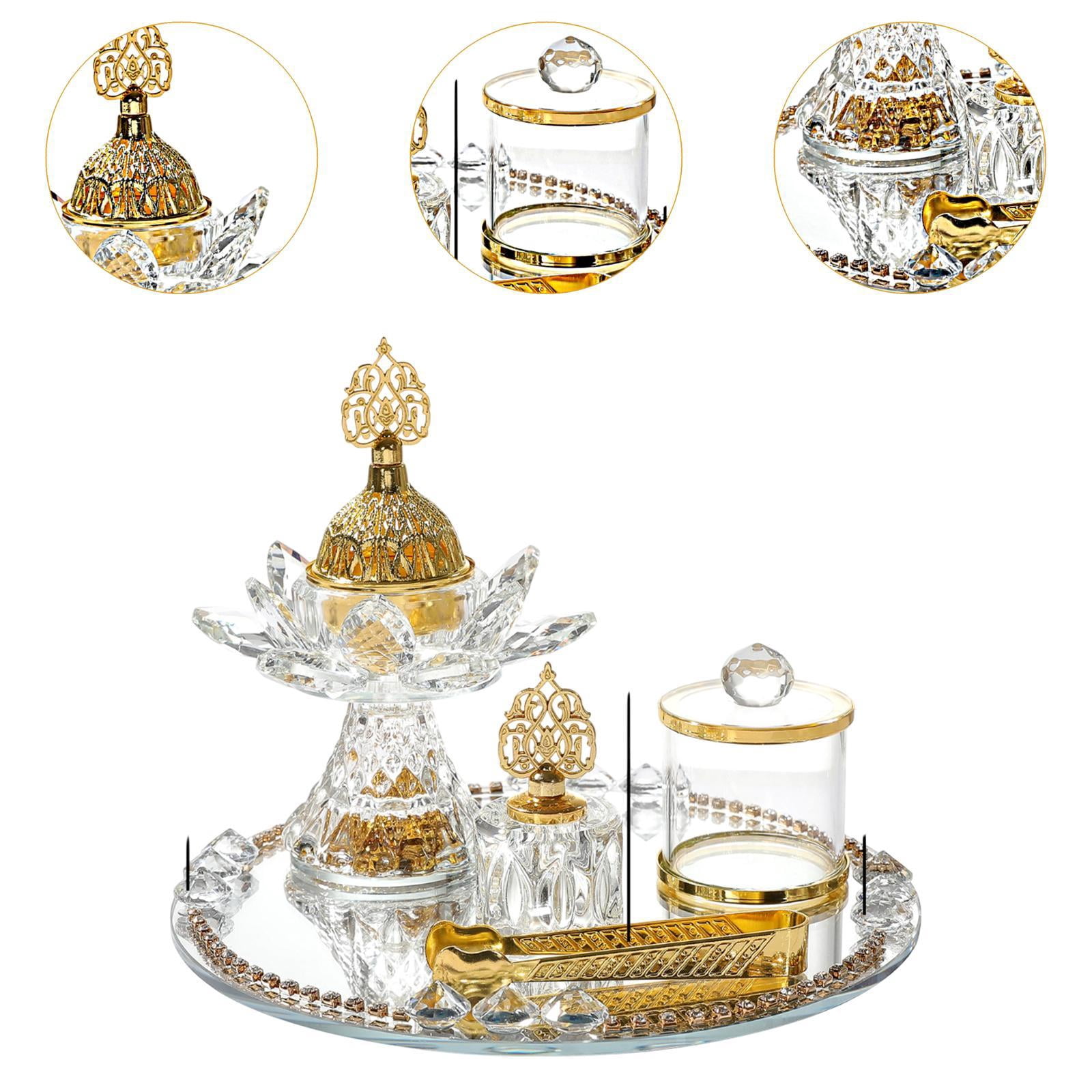 Baoblaze Glass Incense Burner Set Arabian Incense Holder for Home Bedroom Living Room
