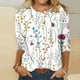 thumbnail image 1 of ICHUANYI Liquidación Camiseta holgada estampada a la moda para mujer Blusa de manga 3/4 de longitud media Blusa con cuello redondo Tops casuales ICHUANYI WER202308256001, 1 of 5