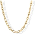 thumbnail image 1 of Collar de eslabones ovalados gruesos chapados en oro de 14 quilates para mujer, collar ajustable, 1 of 2