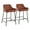 Black Metal, Camel Pu, variant on Daniella Industrial Counter Stool In Black Metal And Grey Faux Leather - Set Of 2